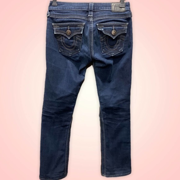 True Religion Jeans Billy Big QT Straight Women's Size 26 Dark Wash Button Flap - Picture 5 of 10